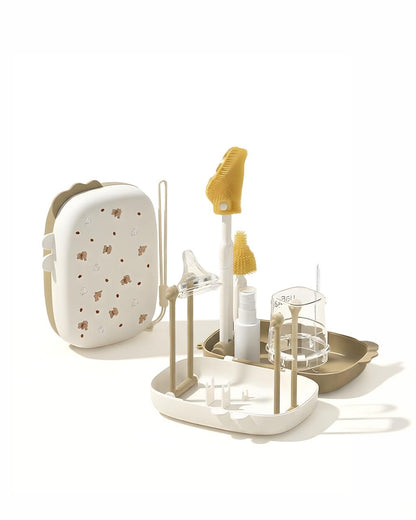 Portable bottle brush holder with drying rack